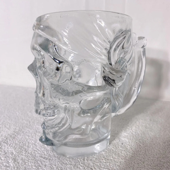 Vintage Luminarc USA Large Clear Glass Skull Mug - Picture 11 of 15